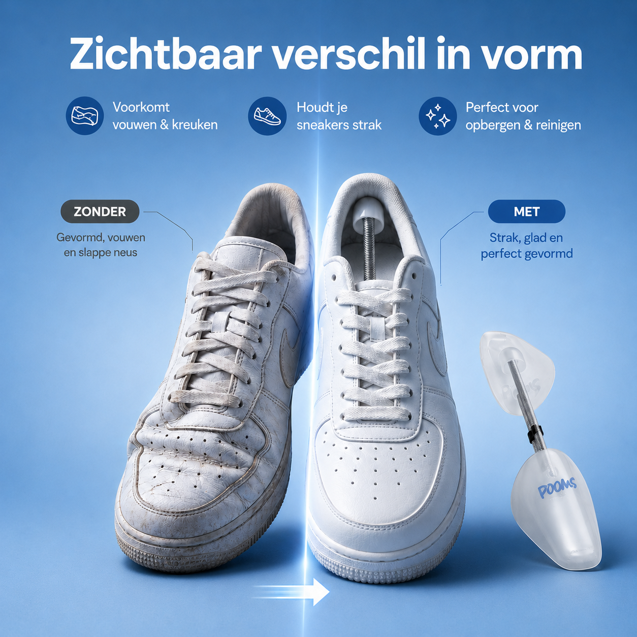 Pooms schoenenspanners houden sneakers in vorm tijdens drogen en opbergen