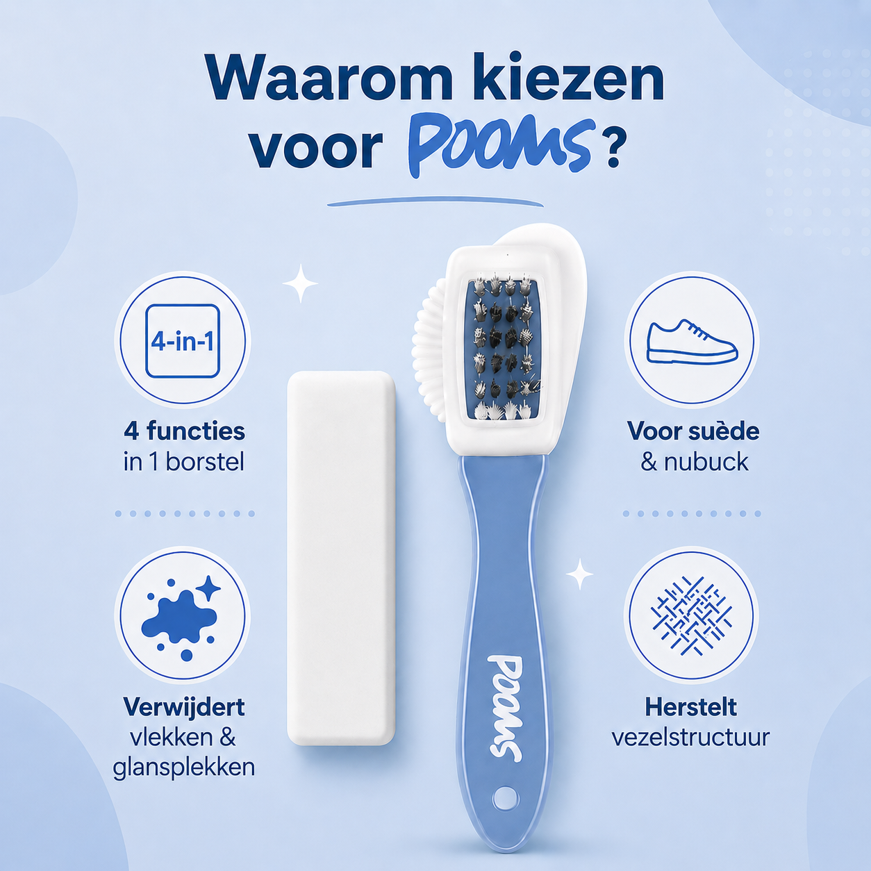 Pooms suède reinigingsset — stap voor stap gebruik