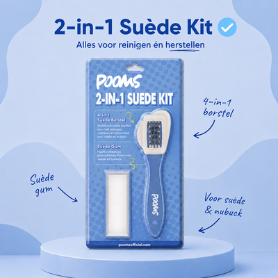 Inhoud Pooms 2-in-1 Suède Reinigingsset: borstel en gum