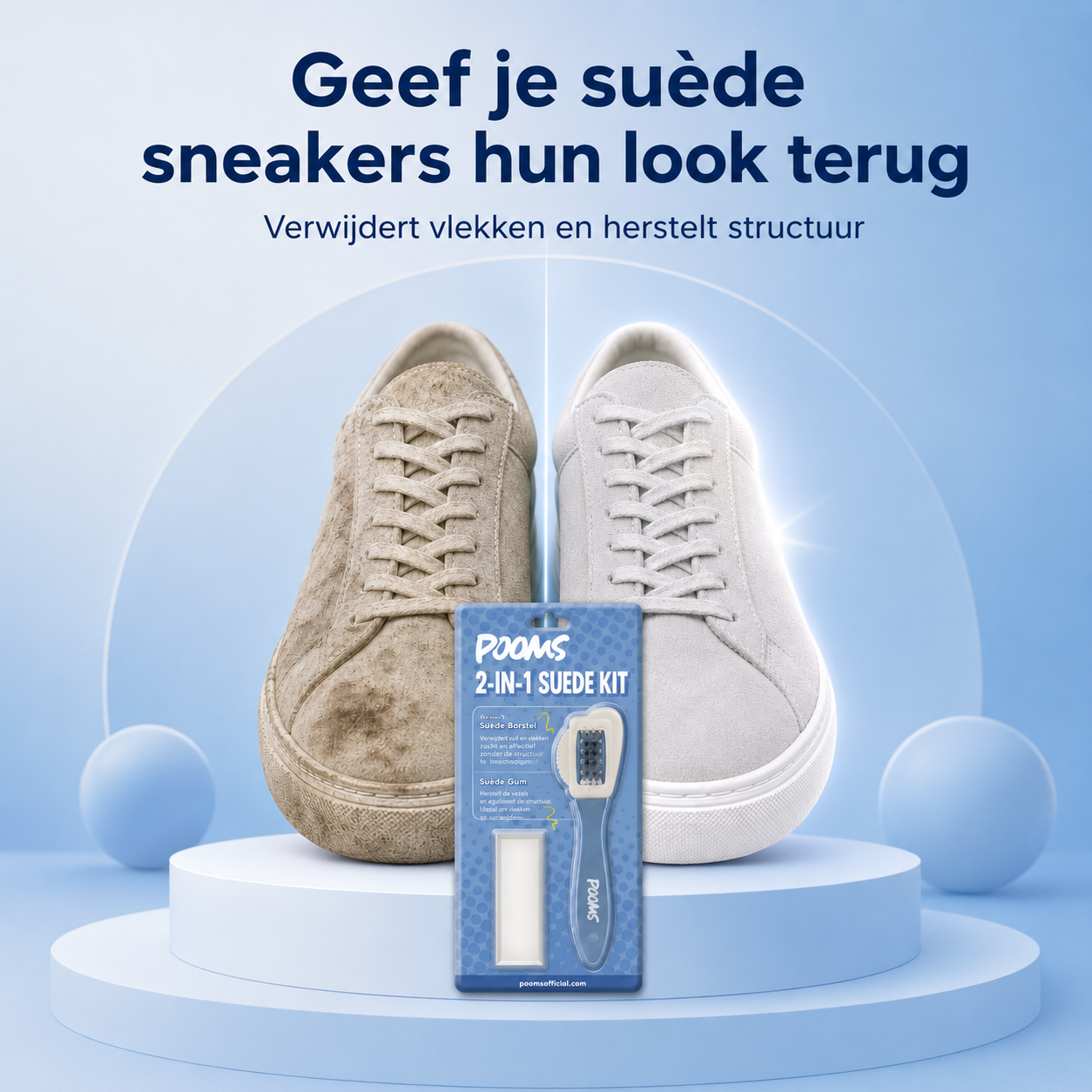 Pooms 4-in-1 borstel voor suède en nubuck sneakers