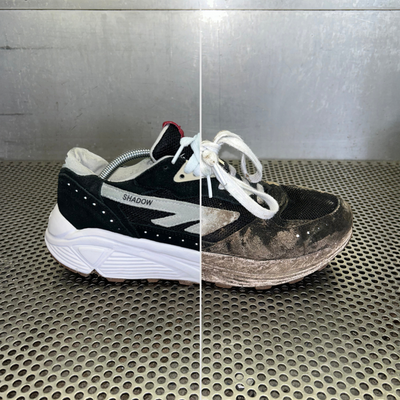 Schoonmaakservice sneakers — voor en na resultaat Pooms